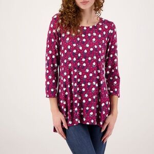 Casablanca Burgundy Gnome Print 3/4 Sleeve Top NWT Small